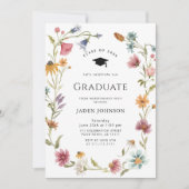 Invitation Meadow Wildflower Boho 4 Photo Graduation Party (Devant)