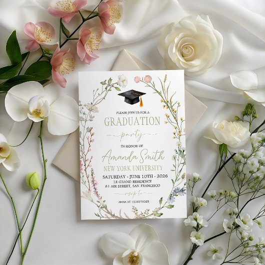 Invitation Meadow Wildflower Graduation Party Invite