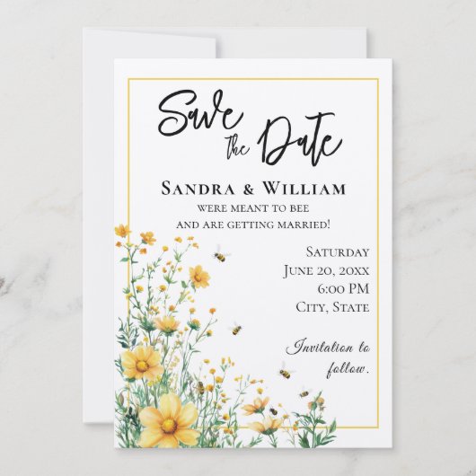 Invitation Meant to Bee Rustic Save the Date (Devant)