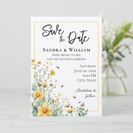 Invitation Meant to Bee Rustic Save the Date (Debout devant)