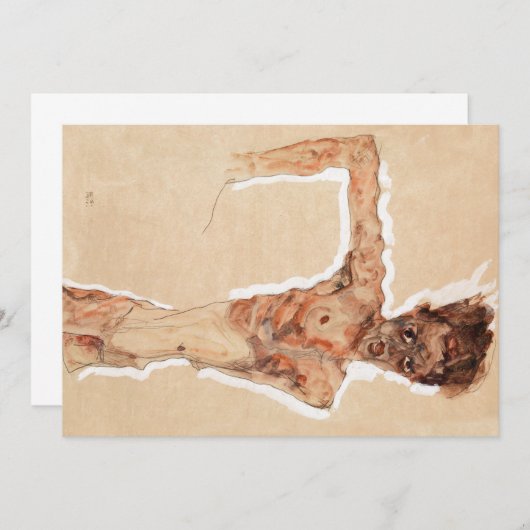 Invitation Mec. Self-Portrait (1911) par Egon Schiele. Deux T (Devant / Derrière)