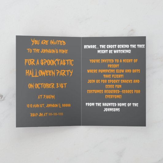 Invitation Méchancetés au clair de lune avec Fantôme et Citro (Intérieur)