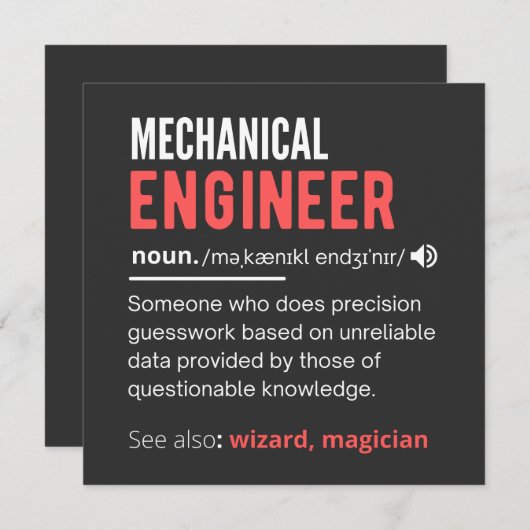 Invitation Mechanical ENGINEER (Devant / Derrière)