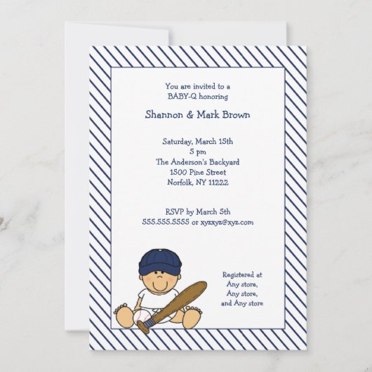 Invitation Med d'invitation de baby shower de base-ball de (Devant)