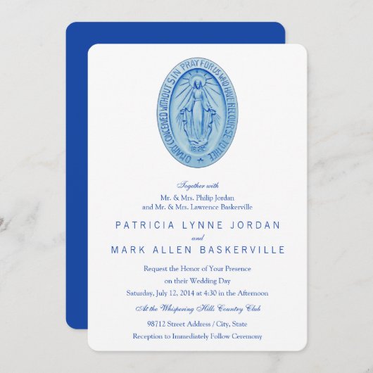 Invitation Médaille miraculeuse (Devant / Derrière)