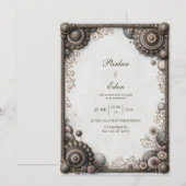 Invitation Médaillon de mariage en bronze antique (Devant / Derrière)