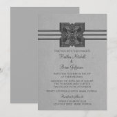 Invitation Médaillon gris - Mariage frontalier Inviter (Devant / Derrière)