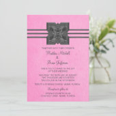 Invitation Médaillon rose Invite Mariage frontalier (Debout devant)