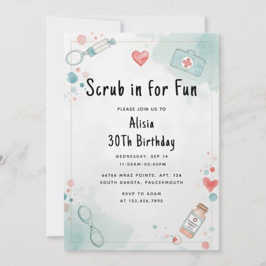 Invitation Médecin Coeur Infirmière inscrite Rn 30e anniversa (Devant)