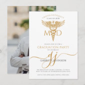 Invitation Médecin d'or moderne MD - Fête de graduation photo (Devant / Derrière)