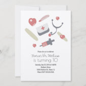 Invitation Médecin Infirmière fête d'anniversaire Motif Médic (Devant)
