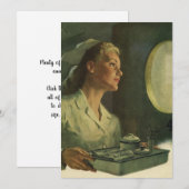 Invitation Médecine Ancienne, Infirmière avec Outils Médicaux (Devant / Derrière)