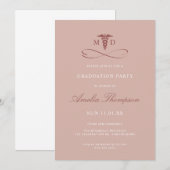 Invitation Médecine de la fête de Pink Docteur MD Graduation (Devant / Derrière)