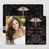 Invitation Médecine ostéopathique pourpre DO Diplôme scolaire (Devant / Derrière)