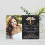 Invitation Médecine ostéopathique pourpre DO Diplôme scolaire (Debout devant)