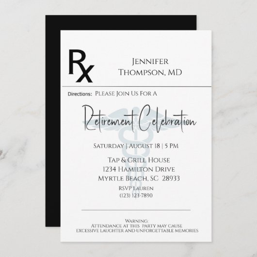 Invitation Médicale à l'aide d'un carnet de comman (Devant / Derrière)