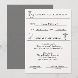 Invitation Médicale de graduation de la bande de p