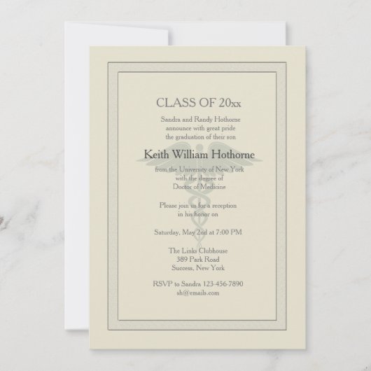 Invitation Médicale d'obtention du diplôme de (Devant)