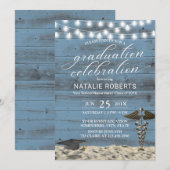 Invitation Médicale fête de graduation Rustique Dusty Blue Be (Devant / Derrière)