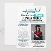 Invitation Médicale Graduation Newspaper College unique (Devant / Derrière)