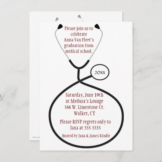 Invitation Médicale ou de soins de fête de remise (Devant / Derrière)