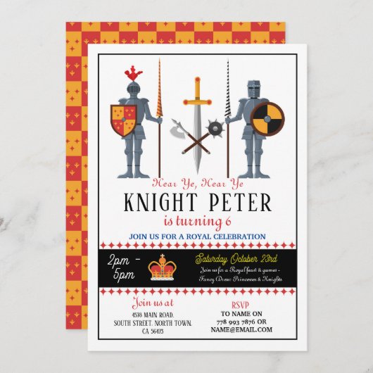 Invitation médiéval de fête d'anniversaire des Che (Devant / Derrière)