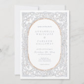Invitation Medieval Fantasy Blue & Gold Etching Wedding (Devant)