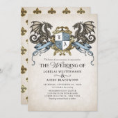 Invitation Medieval Fantasy Dragon Monogram Wedding (Devant / Derrière)