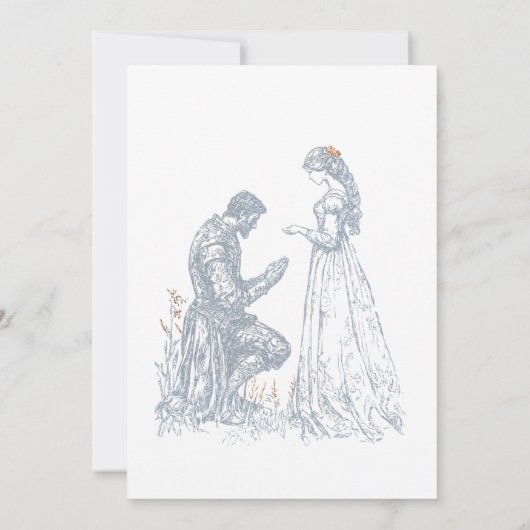 Invitation Medieval Fantasy Frame Blue & Gold Etching Wedding (Dos)