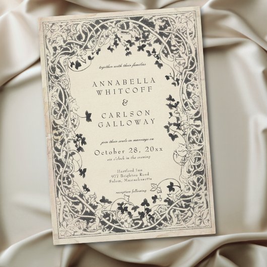 Invitation Medieval Fantasy Vintage Black Etching Wedding