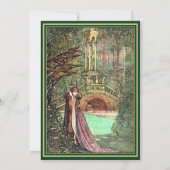 Invitation Médiéval Gold Floral Coeurs et Mariage d'épée (Dos)