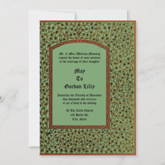 Invitation Medieval Illuminated Manuscript Vine Foliage Style (Devant)