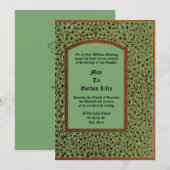 Invitation Medieval Illuminated Manuscript Vine Foliage Style (Devant / Derrière)