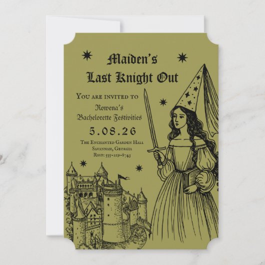 Invitation Medieval “Last Knight Out” Bachelorette (Devant)