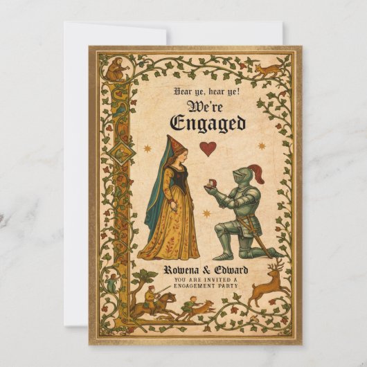 Invitation Medieval Manuscript Engagement Party  (Devant)