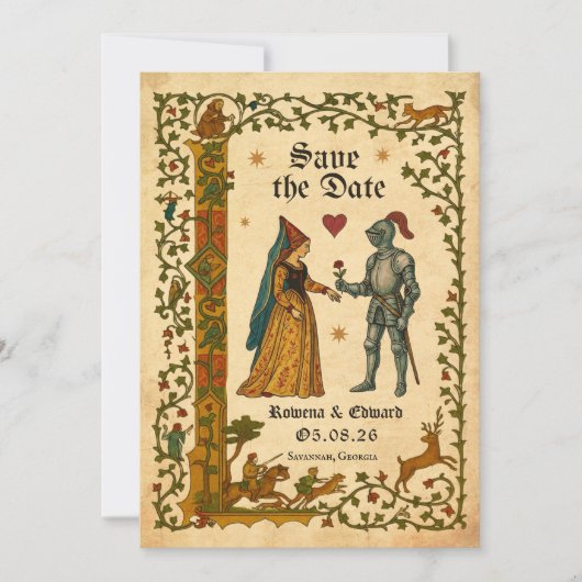 Invitation Medieval Manuscript Save the date (Devant)