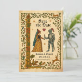 Invitation Medieval Manuscript Save the date (Debout devant)
