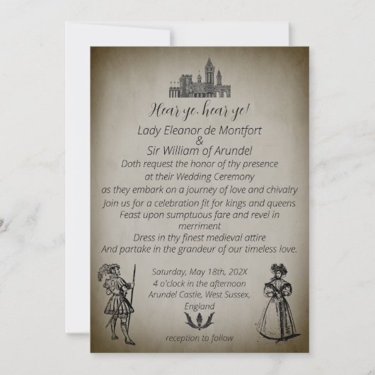 Invitation Medieval Renaissance Dark Parchment Wedding (Devant)