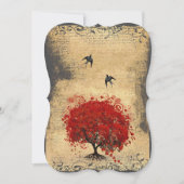 Invitation Medieval Renaissance Red Tree Vintage Bird Wedding (Devant)
