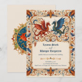 Invitation Medieval Wedding Invitation, Ancient Manuscript (Devant / Derrière)