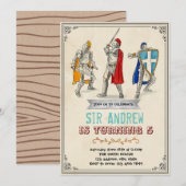 Invitation médiévale à l'anniversaire du chevalier (Devant / Derrière)
