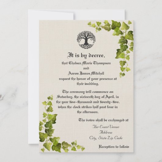 Invitation Médiévale Arbre de Vie (Devant)