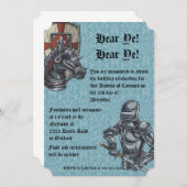 Invitation médiévale d'anniversaire de chevalier (Devant / Derrière)