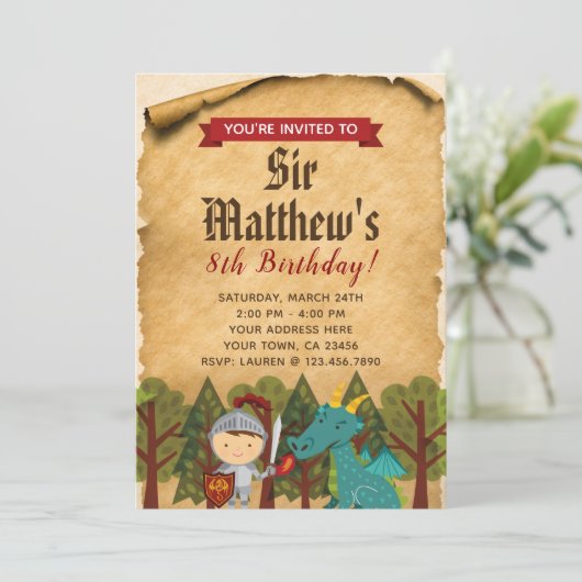 Invitation médiévale de chevalier (Debout devant)