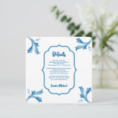 Invitation Mediterranean Blue Floral Tile Monogram (Debout devant)