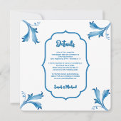 Invitation Mediterranean Blue Floral Tile Monogram (Devant)
