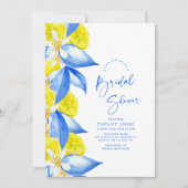 Invitation Mediterranean Blue Yellow Lemons Bridal Shower (Devant)