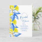 Invitation Mediterranean Blue Yellow Lemons Bridal Shower (Debout devant)