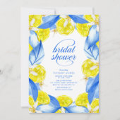 Invitation Mediterranean Blue Yellow Lemons Bridal Shower (Devant)