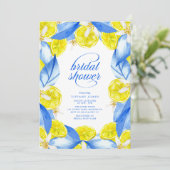 Invitation Mediterranean Blue Yellow Lemons Bridal Shower (Debout devant)